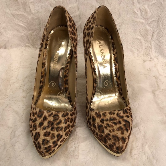 Leopard Print Glitter Heels - Picture 2 of 8